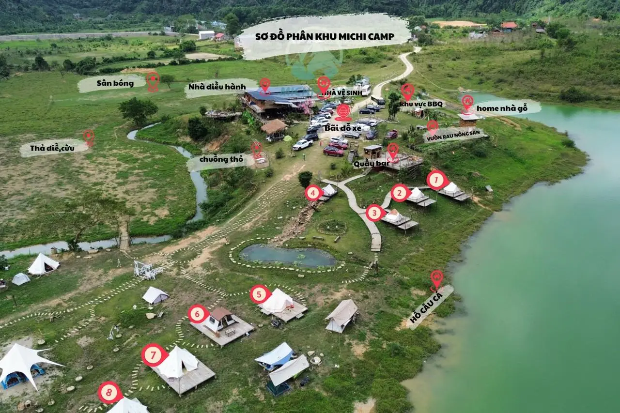 Sơ đồ phân khu Michi Camp nhìn từ trên cao