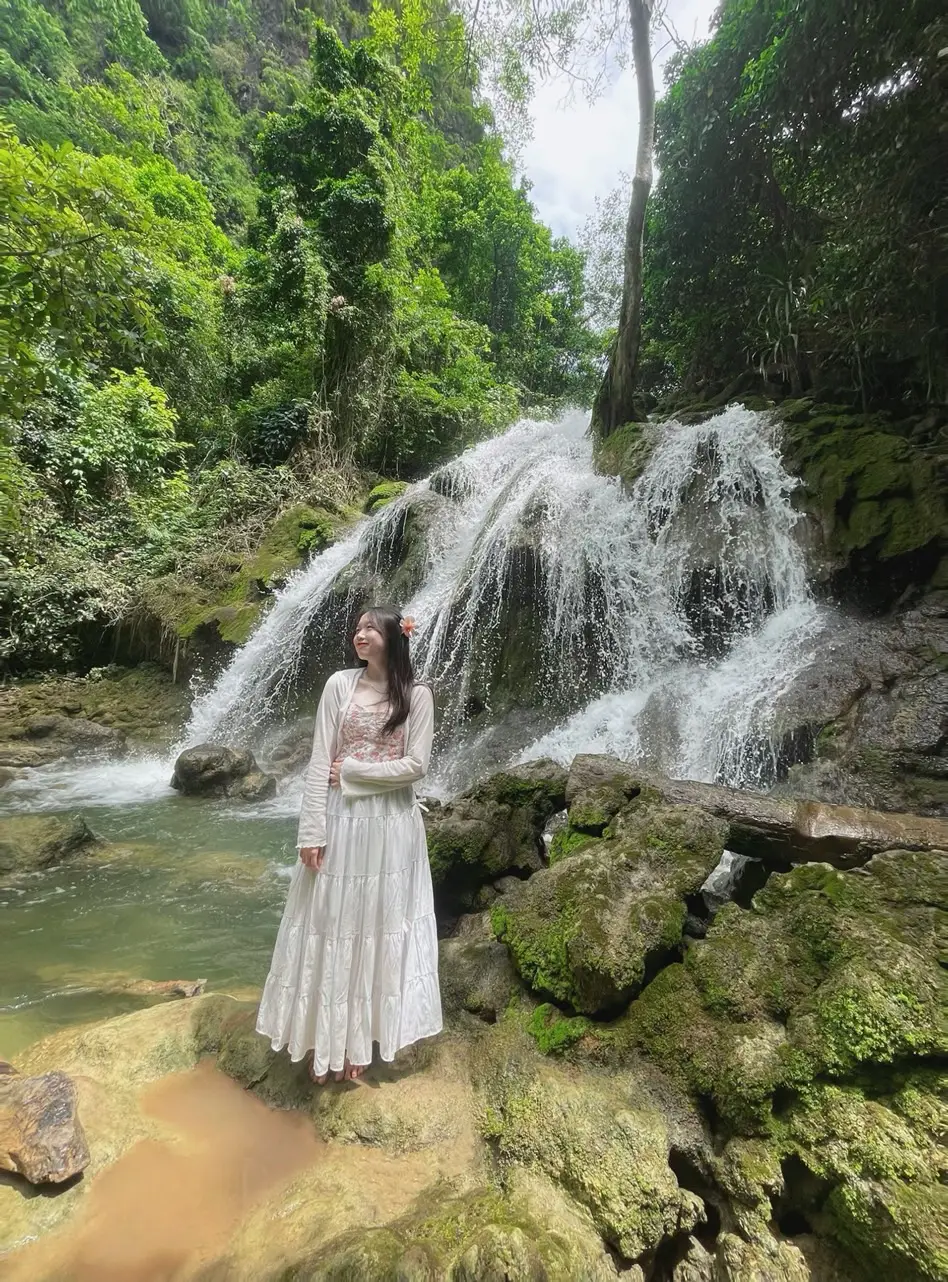 Thác Khe Dầu giữa rừng cây